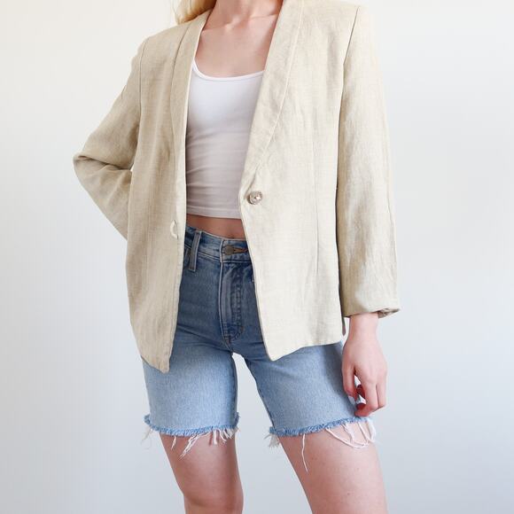 Vintage Linen Link Blazer Size 10 Made in Italy - Picture 1 of 12